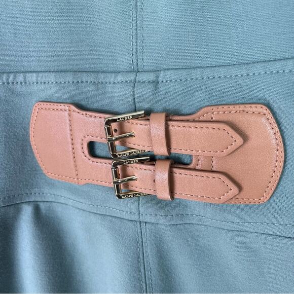 LAUREN RALPH LAUREN Dress 16 Faux-leather Double Buckle Sleeveless Fit and Flare - Picture 12 of 15